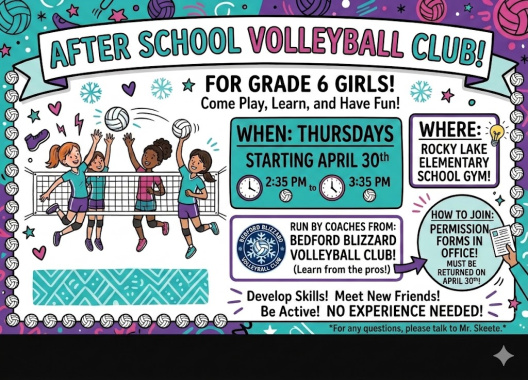 Starts this Thursday, runs for 4 weeks from 2:35 to 3:35....kids need to have a drive home arranged and permission forms brought in.